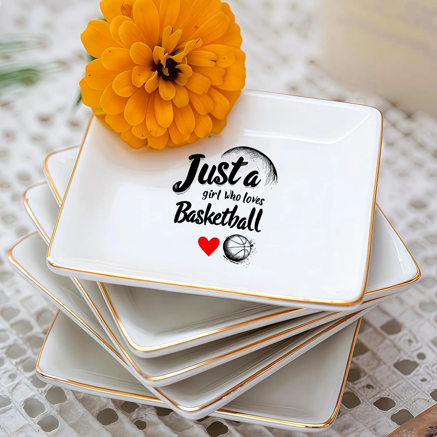 Basketball Jewelry Ring Holder Dish Tray, Gifts For Women Teens Girls Kids, Basketball Lovers Themed Stuff Things Decor Merch, Home Room Ring Earrings Necklace Organizer Holder!