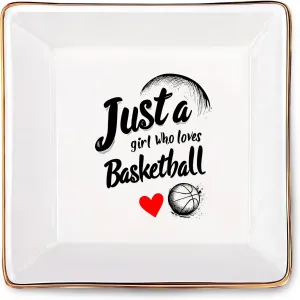Basketball Jewelry Ring Holder Dish Tray, Gifts For Women Teens Girls Kids, Basketball Lovers Themed Stuff Things Decor Merch, Home Room Ring Earrings Necklace Organizer Holder!