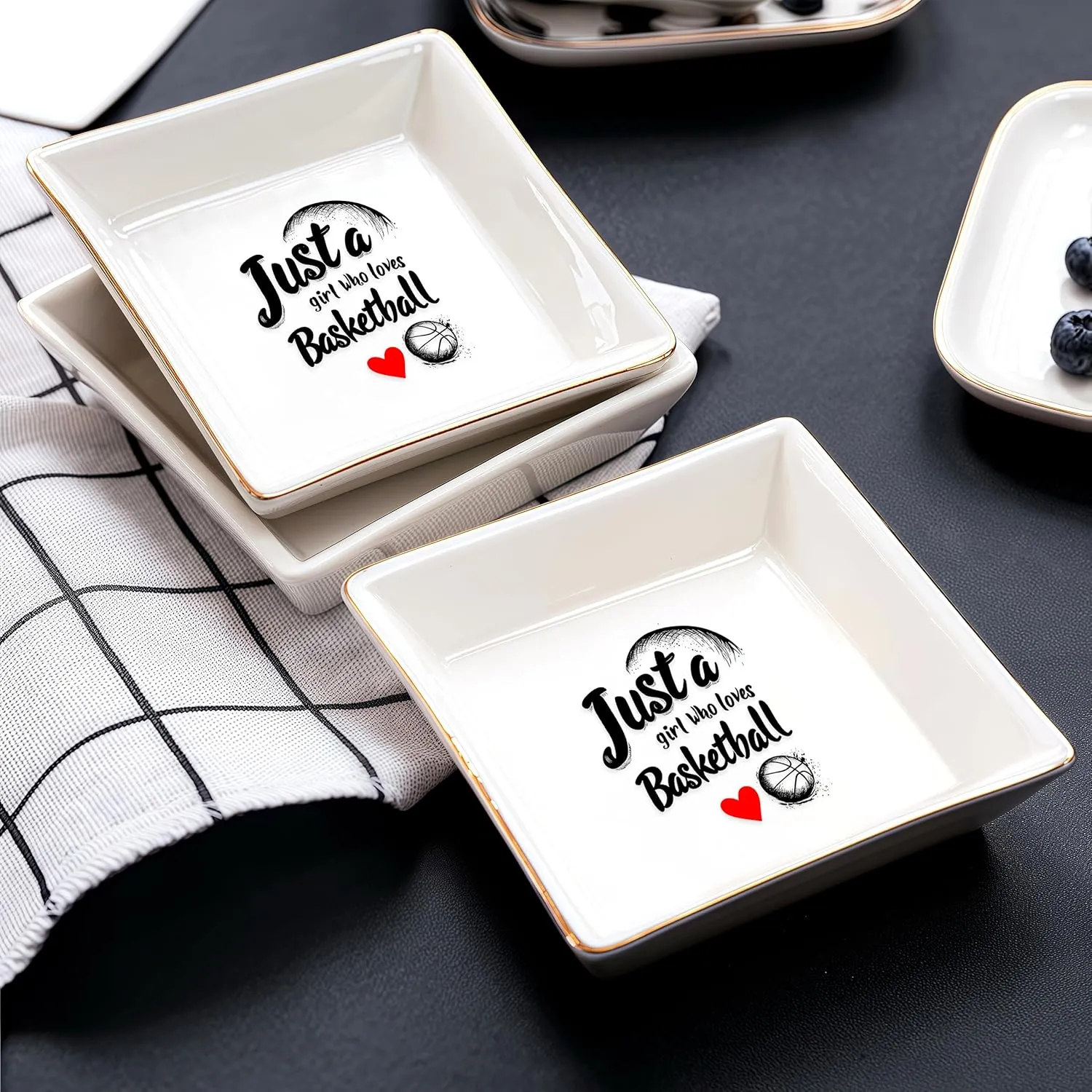 Basketball Jewelry Ring Holder Dish Tray, Gifts For Women Teens Girls Kids, Basketball Lovers Themed Stuff Things Decor Merch, Home Room Ring Earrings Necklace Organizer Holder!