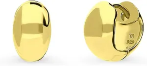 BERRICLE Sterling Silver Dome Mini Fashion Hoop Huggie Earrings for Women 0.45 inch (Yellow Gold Flashed, Rhodium Plated)