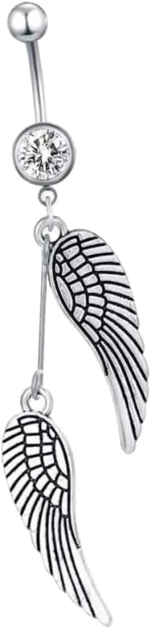 BESTYASH Chic Navel Ring Belly Button Piercing Jewelry Belly Piercing Decor Beautiful Wing Shaped Belly Ring