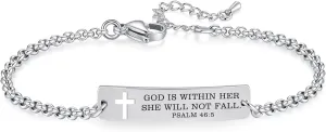 Bible Verse Bracelet-Stainless Steel Scripture Quotes Inspirational Bracelet Faith Christian Bracelet for Women, Christmas gift for women
