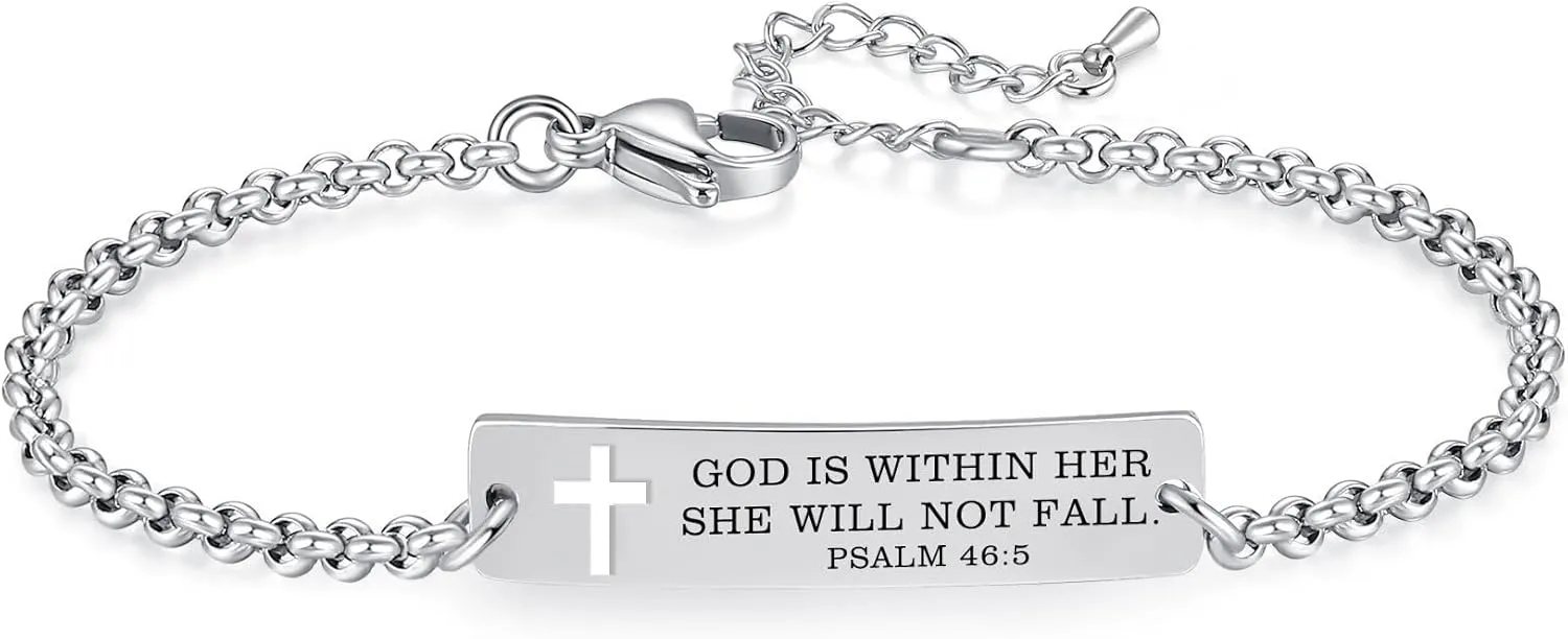 Bible Verse Bracelet-Stainless Steel Scripture Quotes Inspirational Bracelet Faith Christian Bracelet for Women, Christmas gift for women