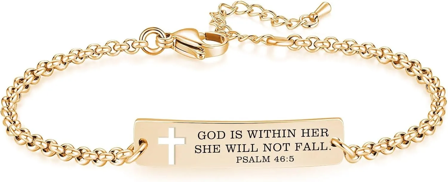 Bible Verse Bracelet-Stainless Steel Scripture Quotes Inspirational Bracelet Faith Christian Bracelet for Women, Christmas gift for women