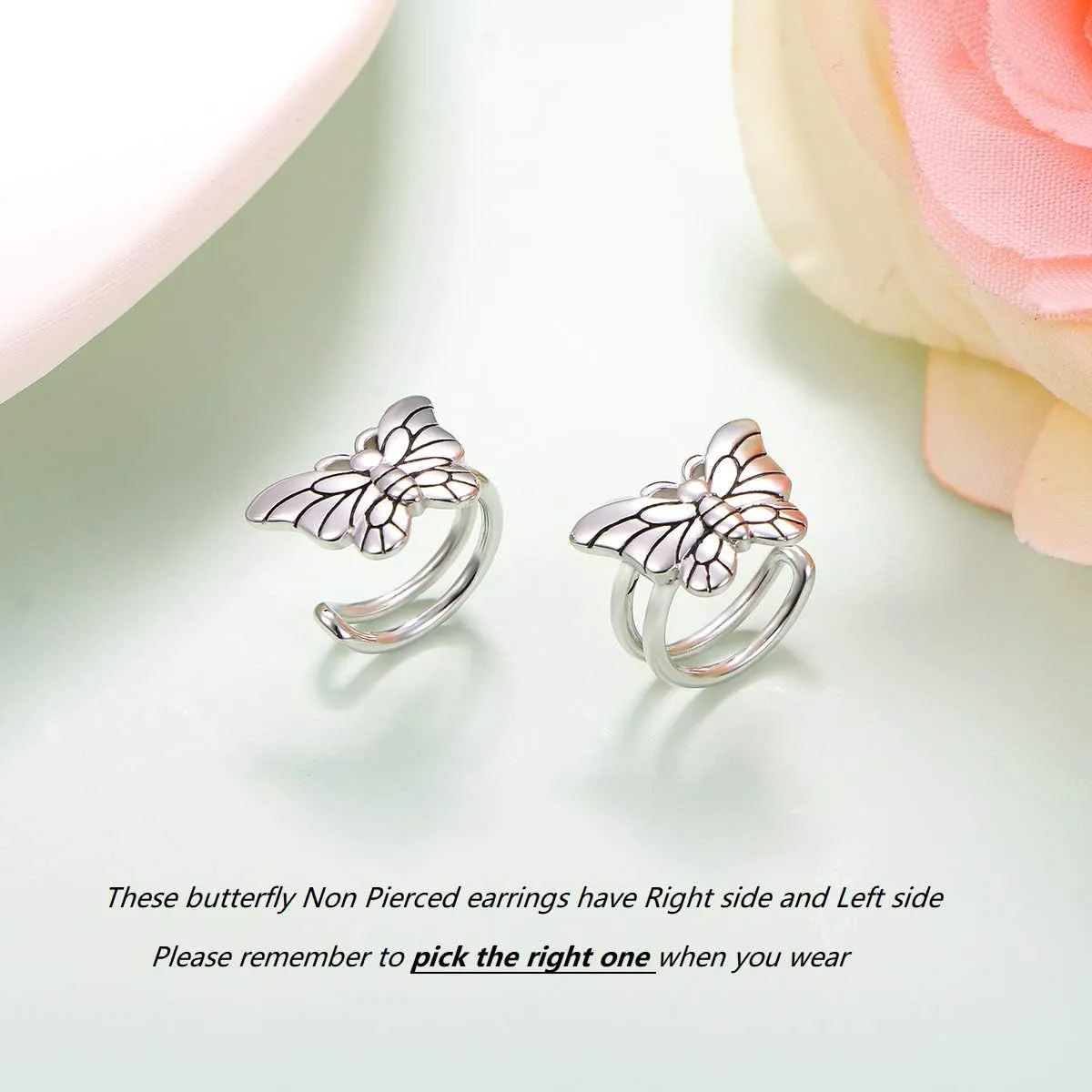 Birthday Gifts 925 Sterling Silver Ear Cuff Non Pierced Cuffs Hoop Huggie Earrings for Women Girls- Set of 2
