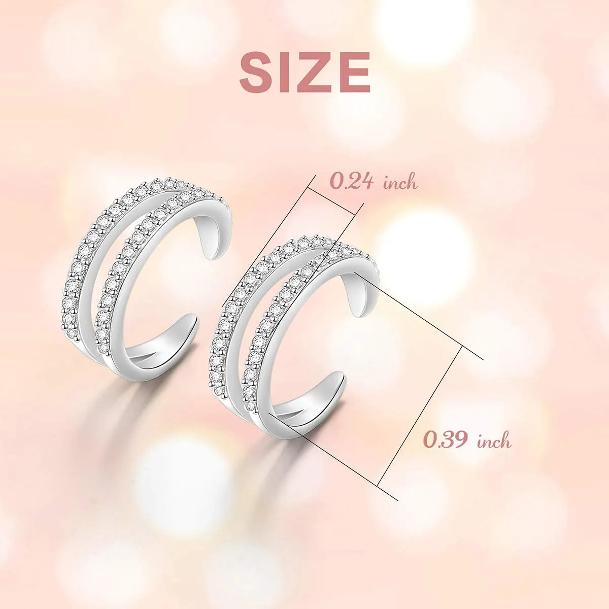 Birthday Gifts 925 Sterling Silver Ear Cuff Non Pierced Cuffs Hoop Huggie Earrings for Women Girls- Set of 2