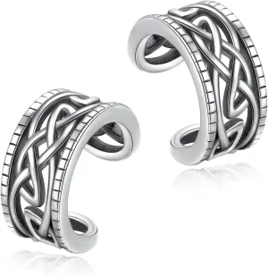 Birthday Gifts 925 Sterling Silver Ear Cuff Non Pierced Cuffs Hoop Huggie Earrings for Women Girls- Set of 2