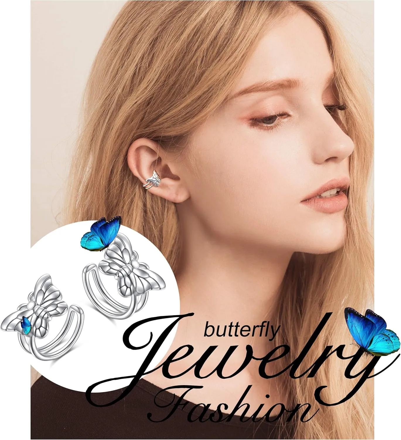 Birthday Gifts 925 Sterling Silver Ear Cuff Non Pierced Cuffs Hoop Huggie Earrings for Women Girls- Set of 2