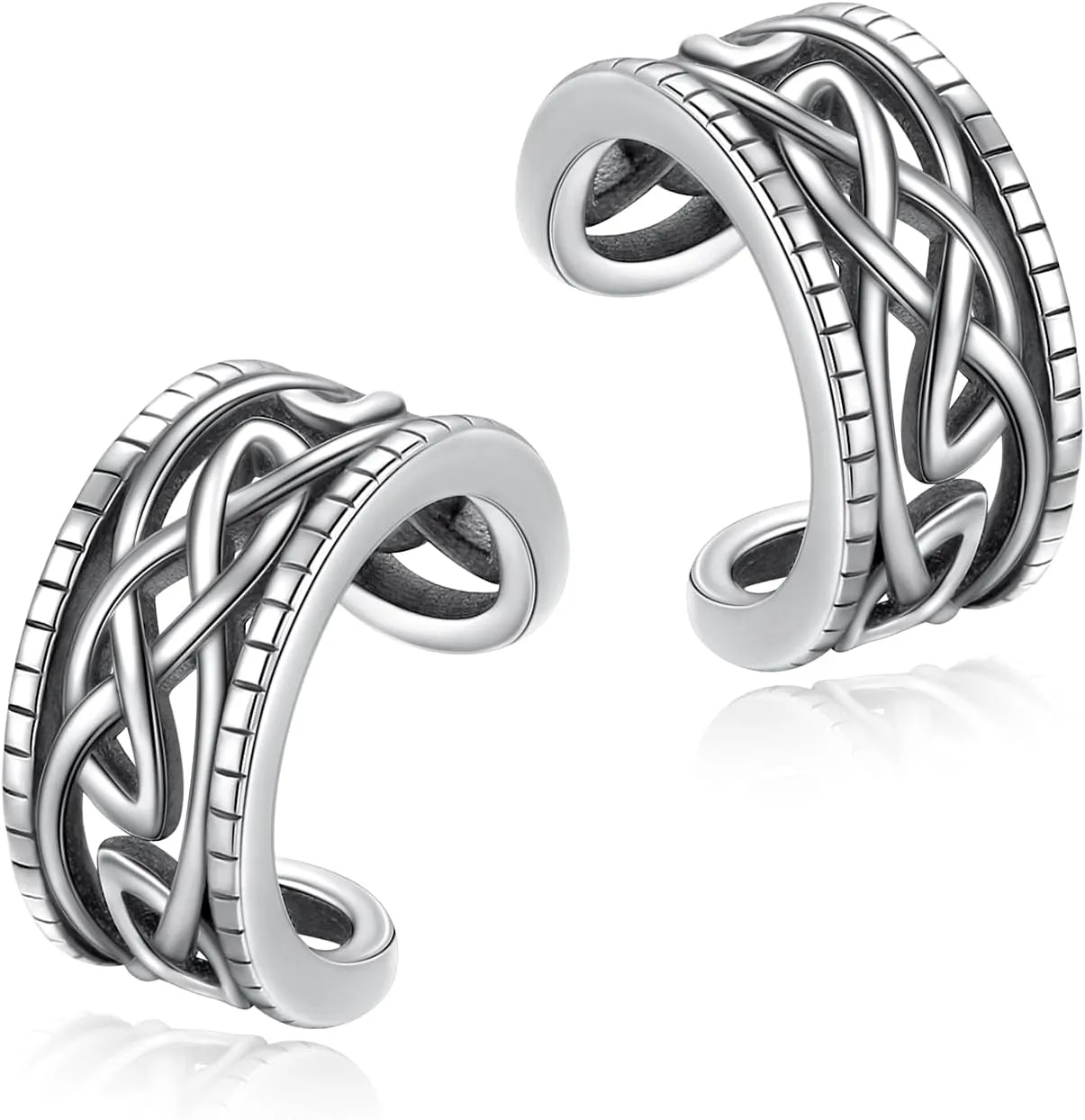 Birthday Gifts 925 Sterling Silver Ear Cuff Non Pierced Cuffs Hoop Huggie Earrings for Women Girls- Set of 2