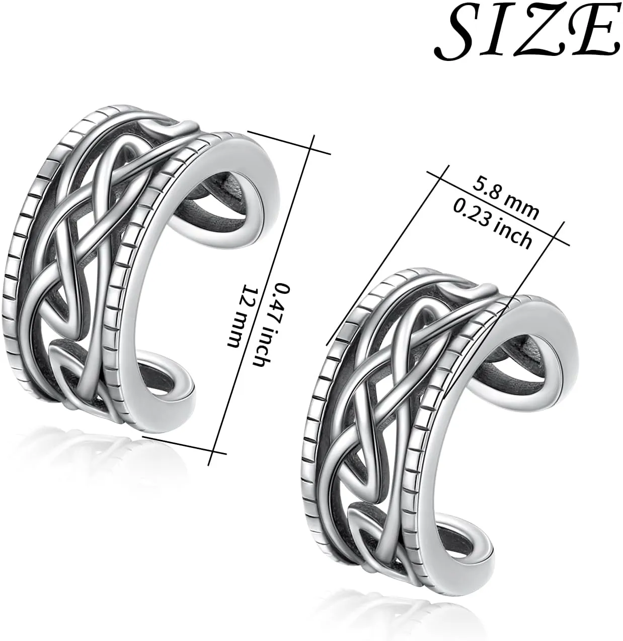Birthday Gifts 925 Sterling Silver Ear Cuff Non Pierced Cuffs Hoop Huggie Earrings for Women Girls- Set of 2