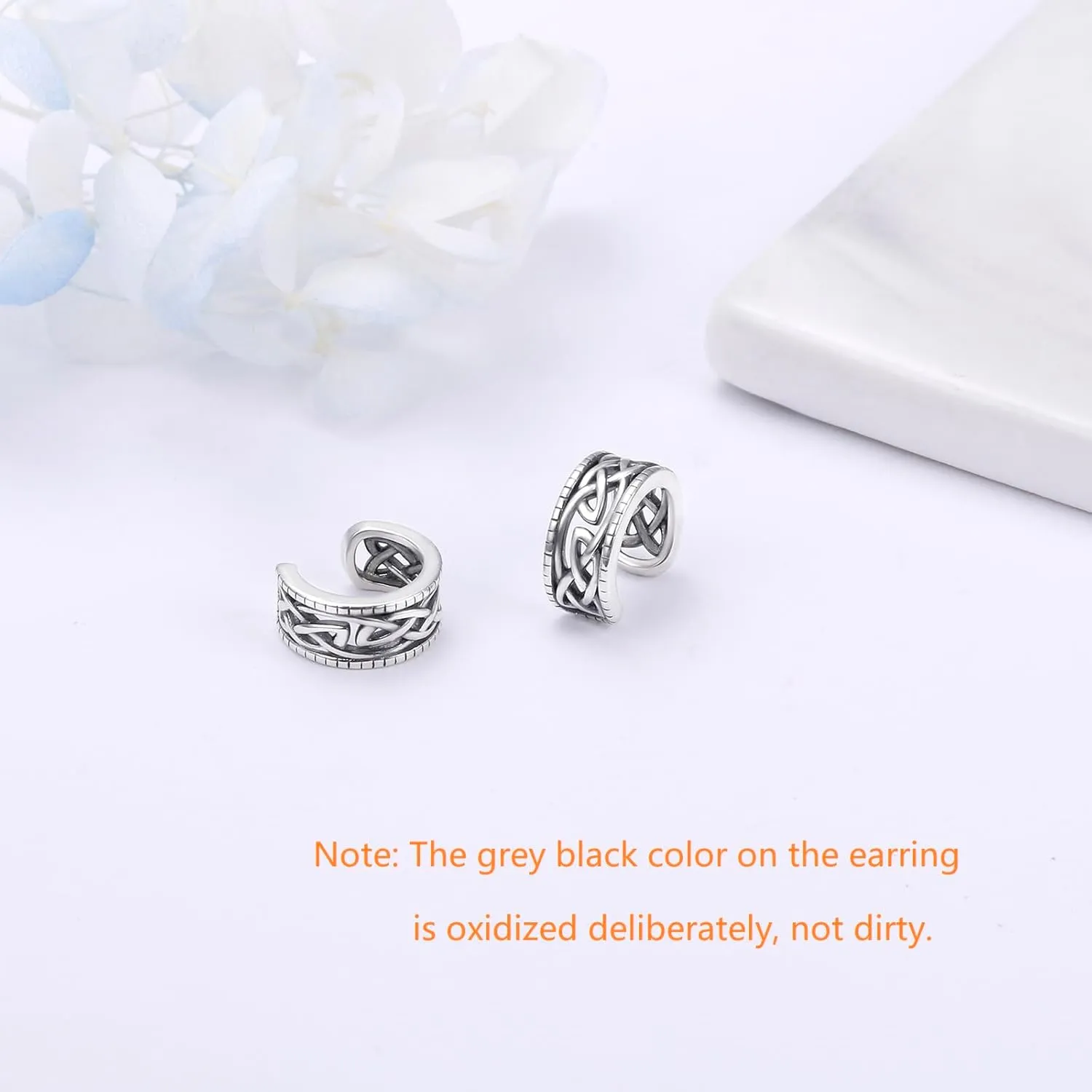 Birthday Gifts 925 Sterling Silver Ear Cuff Non Pierced Cuffs Hoop Huggie Earrings for Women Girls- Set of 2