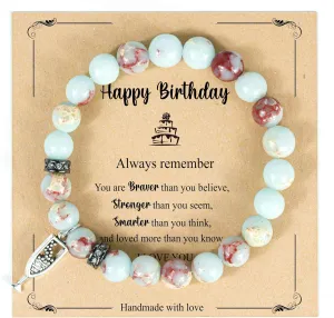 Birthday Gifts for Her, Natural Healing Stone Beaded Bracelets for Women, Birthday Bracelet Gifts for Wife, Mom, Grandma, Best Friend, Bestie, Bracelet for Her Birthday