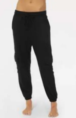 Black Brushed Hacci Cargo Lounge Jogger Pant