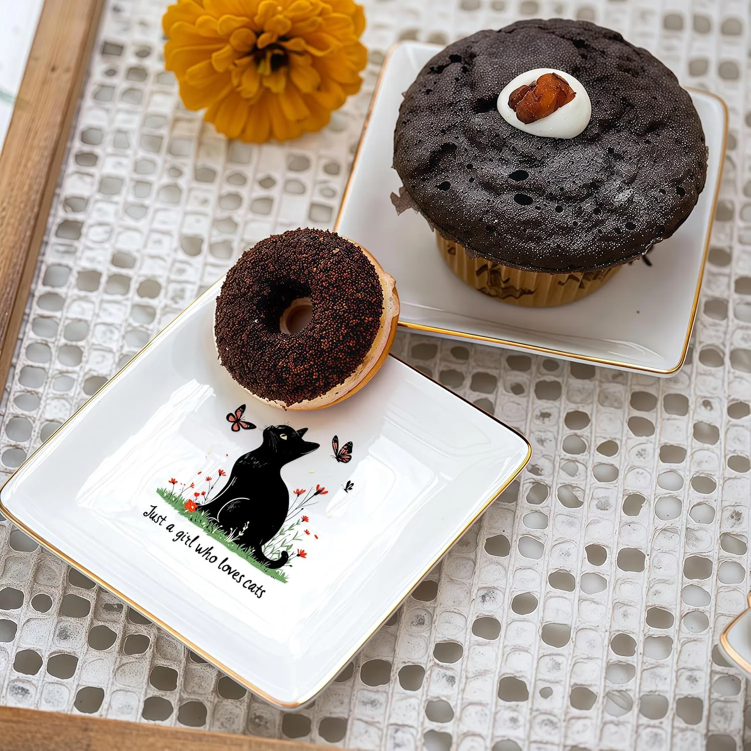 Black Cat Jewelry Ring Holder Dish Tray, Gifts For Women Teens Girls Kids, Cat Lovers Themed Stuff Things Decor Merch Home Room Ring Earrings Necklace Organizer Holder!