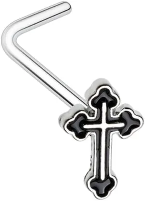 Black Gothic Cross L-Shape Nose Ring