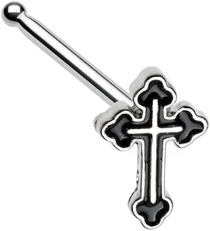 Black Gothic Cross Nose Stud Ring