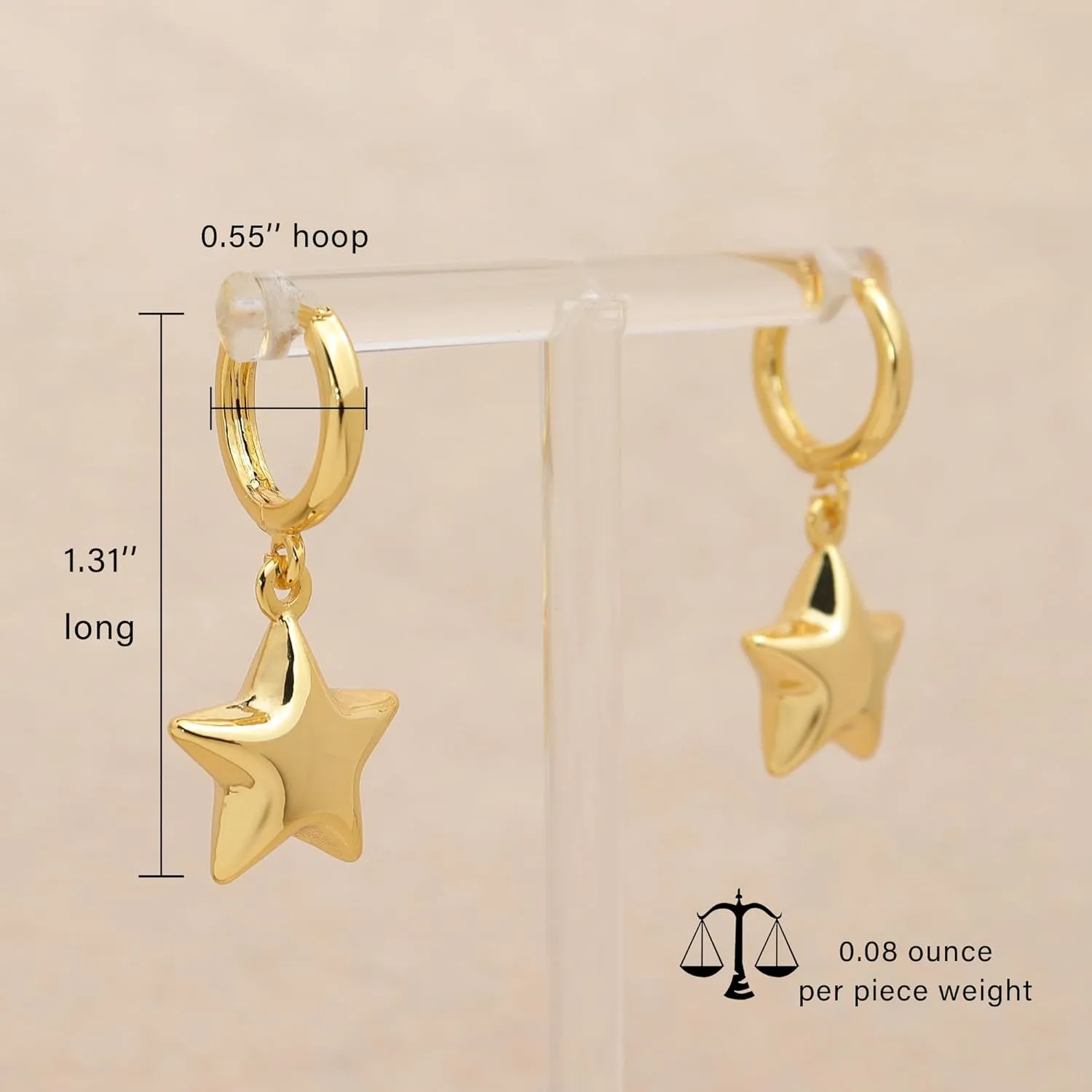 Bow Star Dangle Small Hoop Earrings for Woman, Cute Statement Minimalist Drop Huggie Earing Prom Wedding Accessories Fashion Jewelry Gifts
