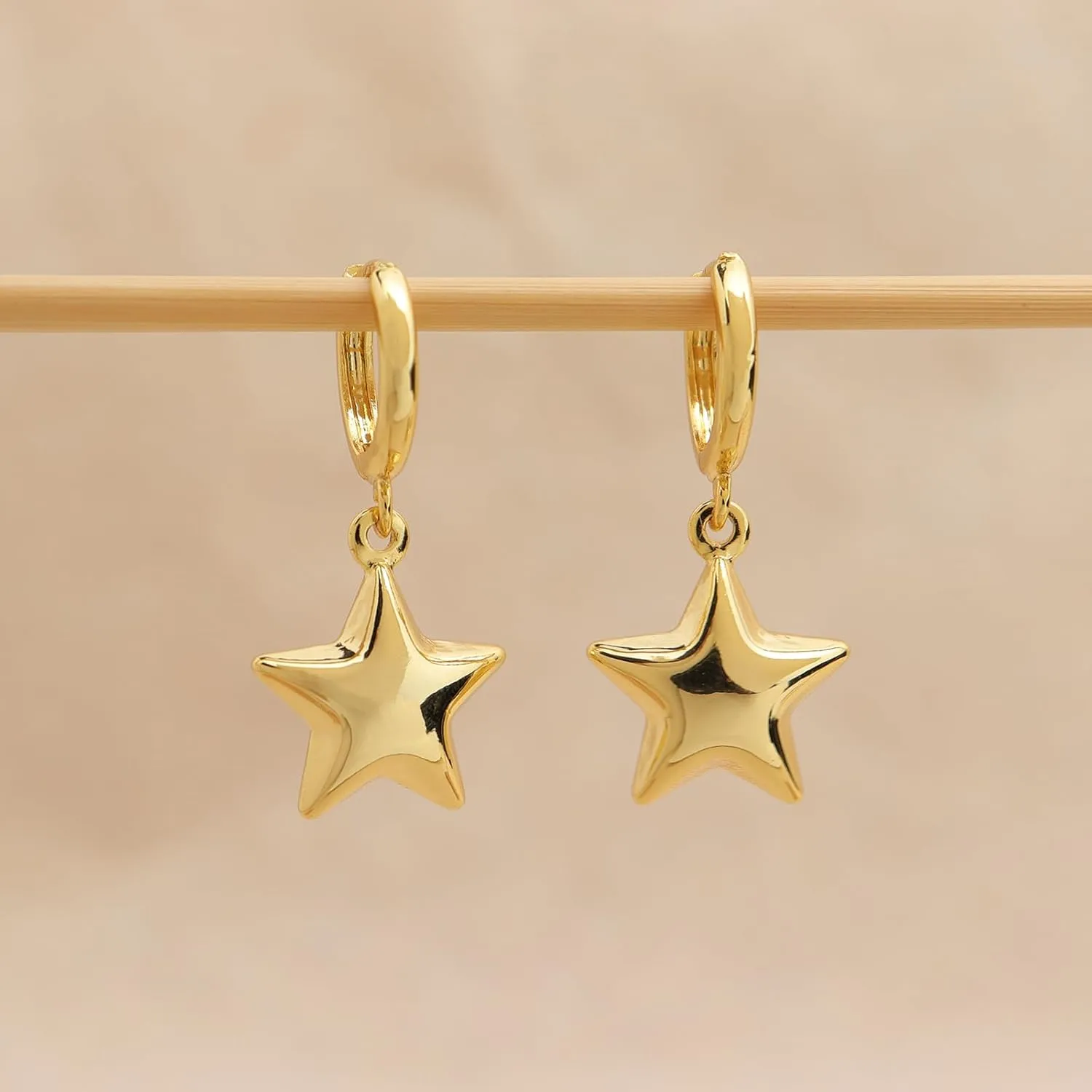 Bow Star Dangle Small Hoop Earrings for Woman, Cute Statement Minimalist Drop Huggie Earing Prom Wedding Accessories Fashion Jewelry Gifts