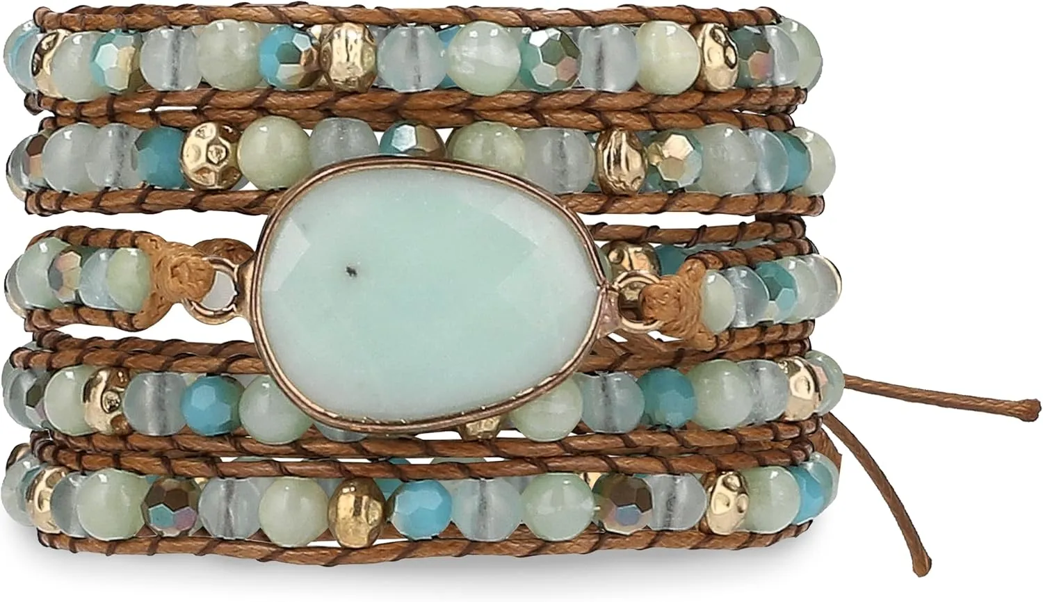 Bracelet for Women  Handmade Vegan Boho Natural Stone Layered Bracelet, Thailand Bohemian Stackable Beaded Wrap Bracelets, Summer Hippie Bracelet Stack, Fashion Jewelry Gifts