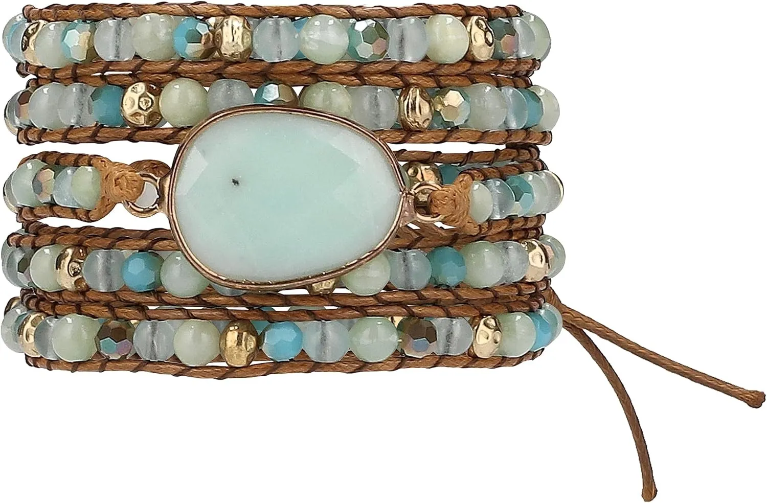 Bracelet for Women  Handmade Vegan Boho Natural Stone Layered Bracelet, Thailand Bohemian Stackable Beaded Wrap Bracelets, Summer Hippie Bracelet Stack, Fashion Jewelry Gifts