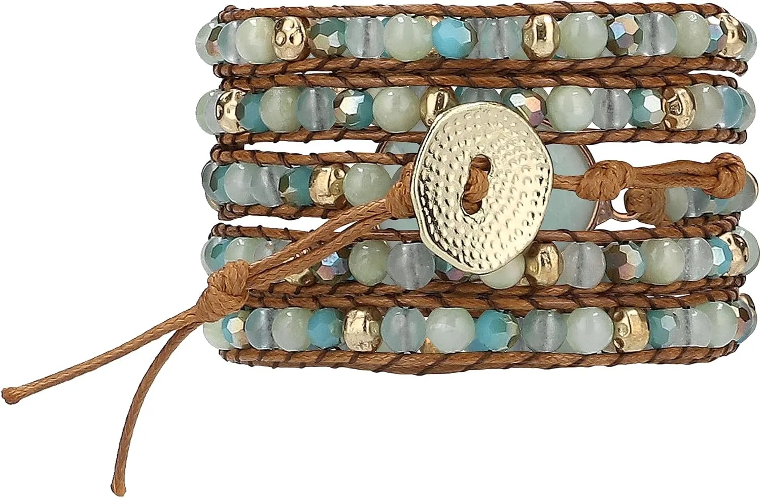 Bracelet for Women  Handmade Vegan Boho Natural Stone Layered Bracelet, Thailand Bohemian Stackable Beaded Wrap Bracelets, Summer Hippie Bracelet Stack, Fashion Jewelry Gifts