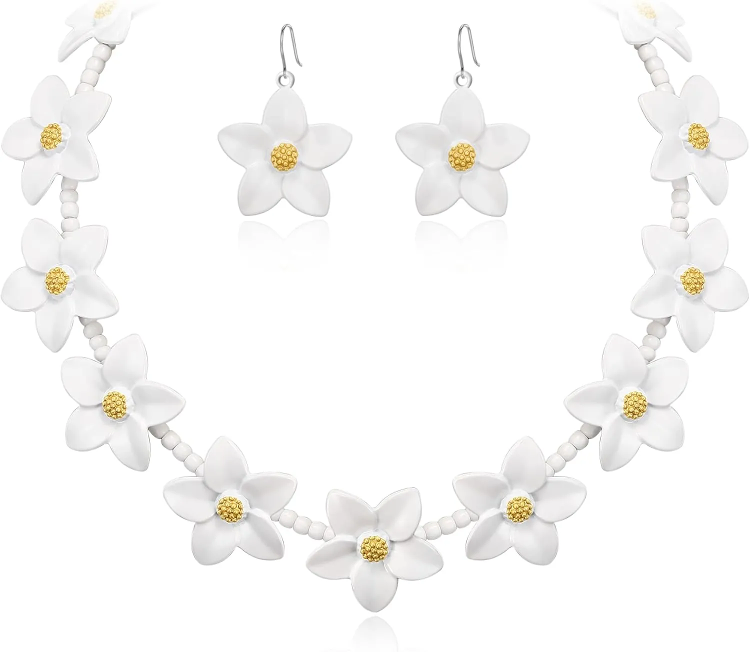 BriLove Unique Chic Flower Cluster Statement Necklace Dangle Earrings Jewelry Set for Women Costume Cosplay Party Accessories