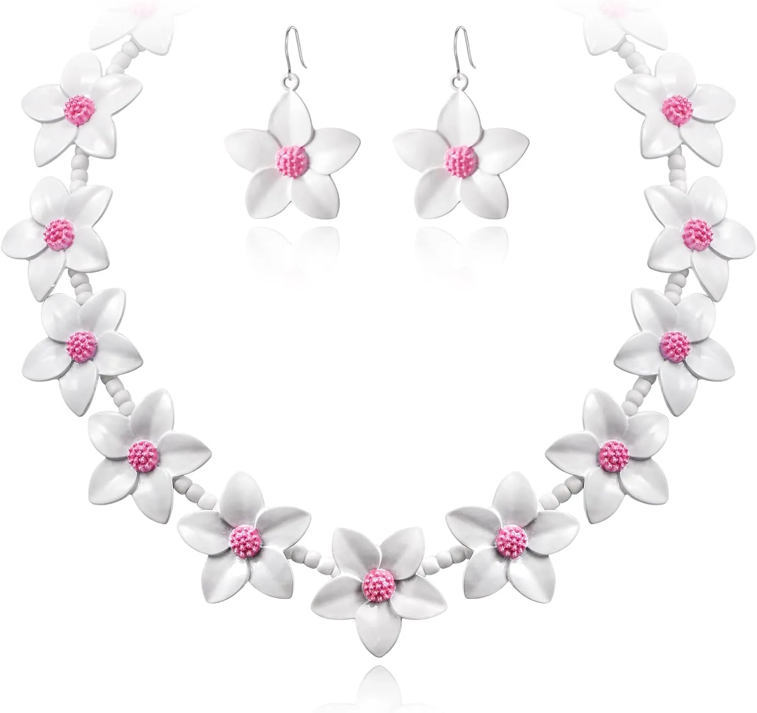 BriLove Unique Chic Flower Cluster Statement Necklace Dangle Earrings Jewelry Set for Women Costume Cosplay Party Accessories