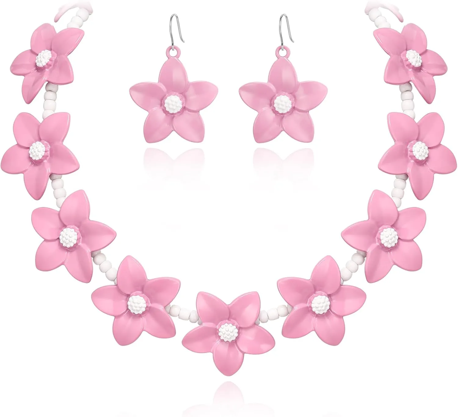 BriLove Unique Chic Flower Cluster Statement Necklace Dangle Earrings Jewelry Set for Women Costume Cosplay Party Accessories