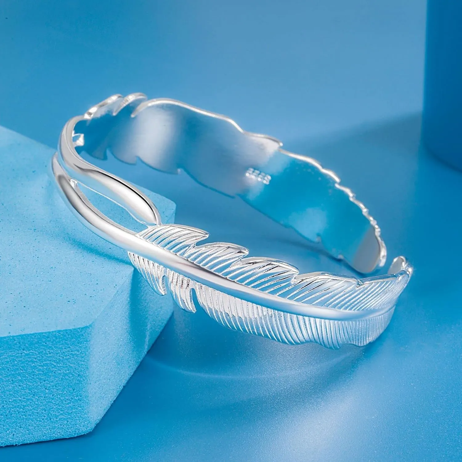 BUYITO Sterling Silver Bangle Bracelets for Women 925 Sterling Silver Cuff Bangles Adjustable Fashion Women Jewelry Lucky Fidget Bracelet for Women Mom Wife Valentine Mothers Day Gift