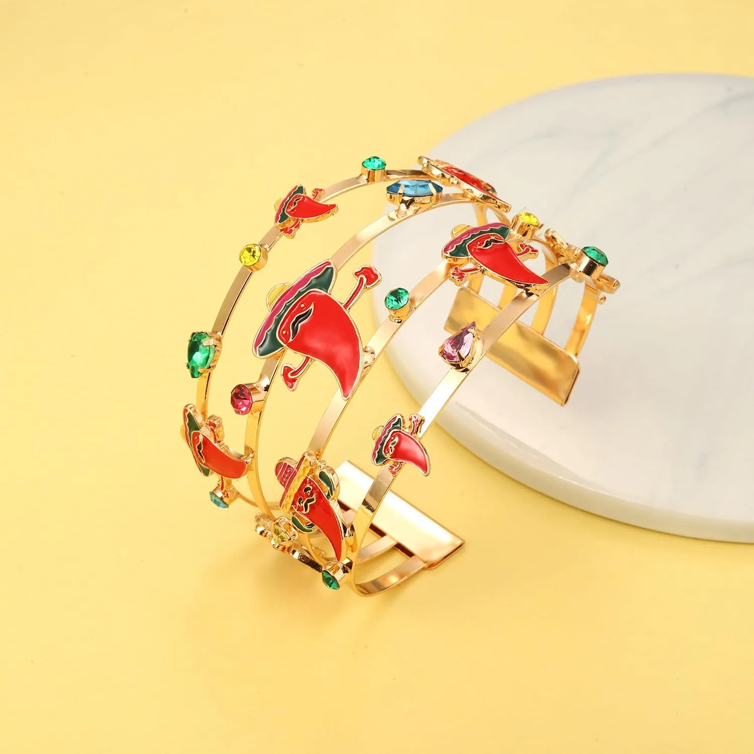 BVGA Cinco De Mayo Bracelet for Women Statement Mexican Sombrero Chili Donkey Avocado Cuff Bracelet Mexican Fiesta Jewelry Accessories Cinco De Mayo Outfits Party Favors Gifts