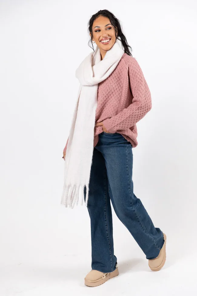 Cable Knit Cuddles Mauve Oversized Crew Neck Sweater Amber Massey X Pink Lily SALE