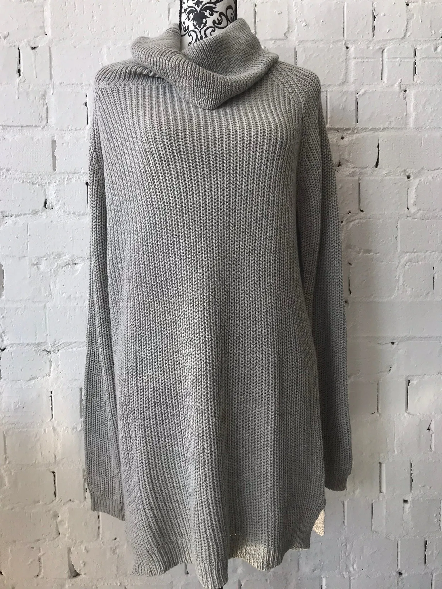 Cable Knit Jumper with Cowl Neck  Grey