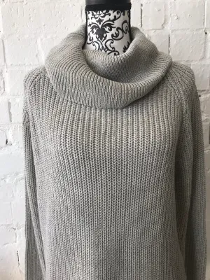Cable Knit Jumper with Cowl Neck  Grey