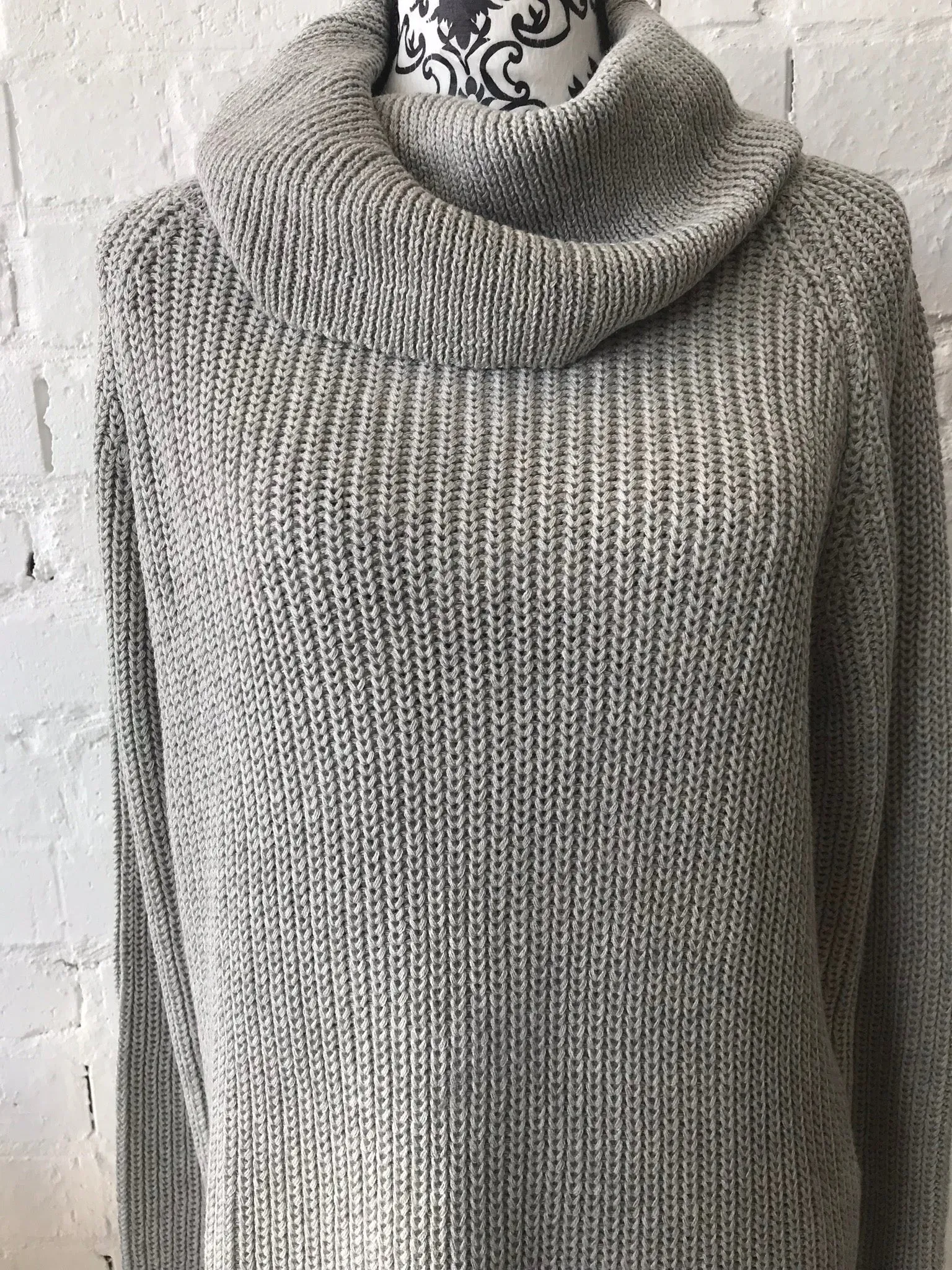 Cable Knit Jumper with Cowl Neck  Grey