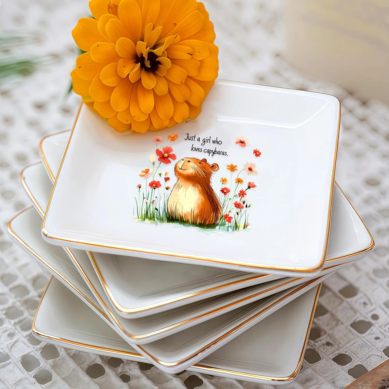 Capybara Jewelry Ring Holder Dish Tray, Gifts For Women Teens Girls Kids, Capybara Lovers Themed Stuff Things Decor Merch,Home Room Ring Earrings Necklace Organizer Holder!