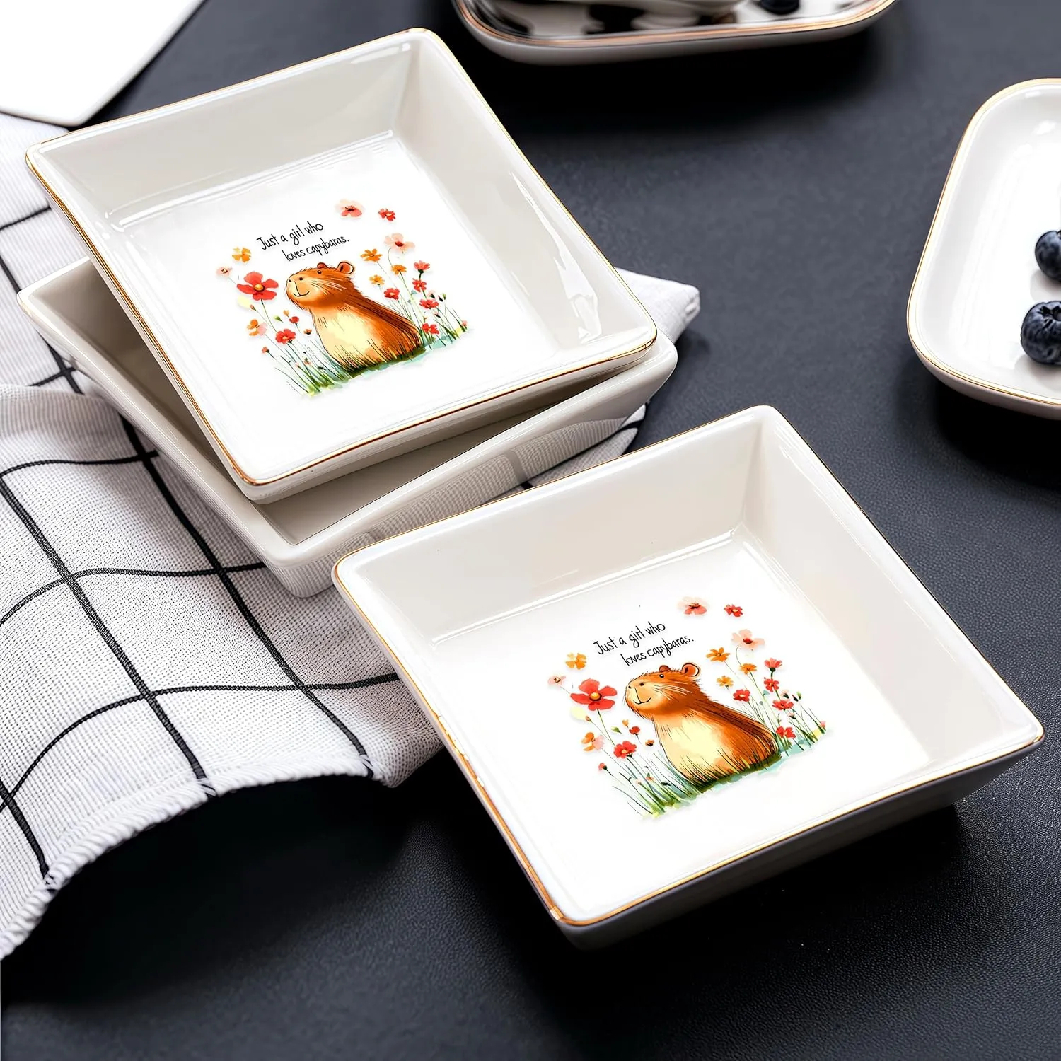 Capybara Jewelry Ring Holder Dish Tray, Gifts For Women Teens Girls Kids, Capybara Lovers Themed Stuff Things Decor Merch,Home Room Ring Earrings Necklace Organizer Holder!