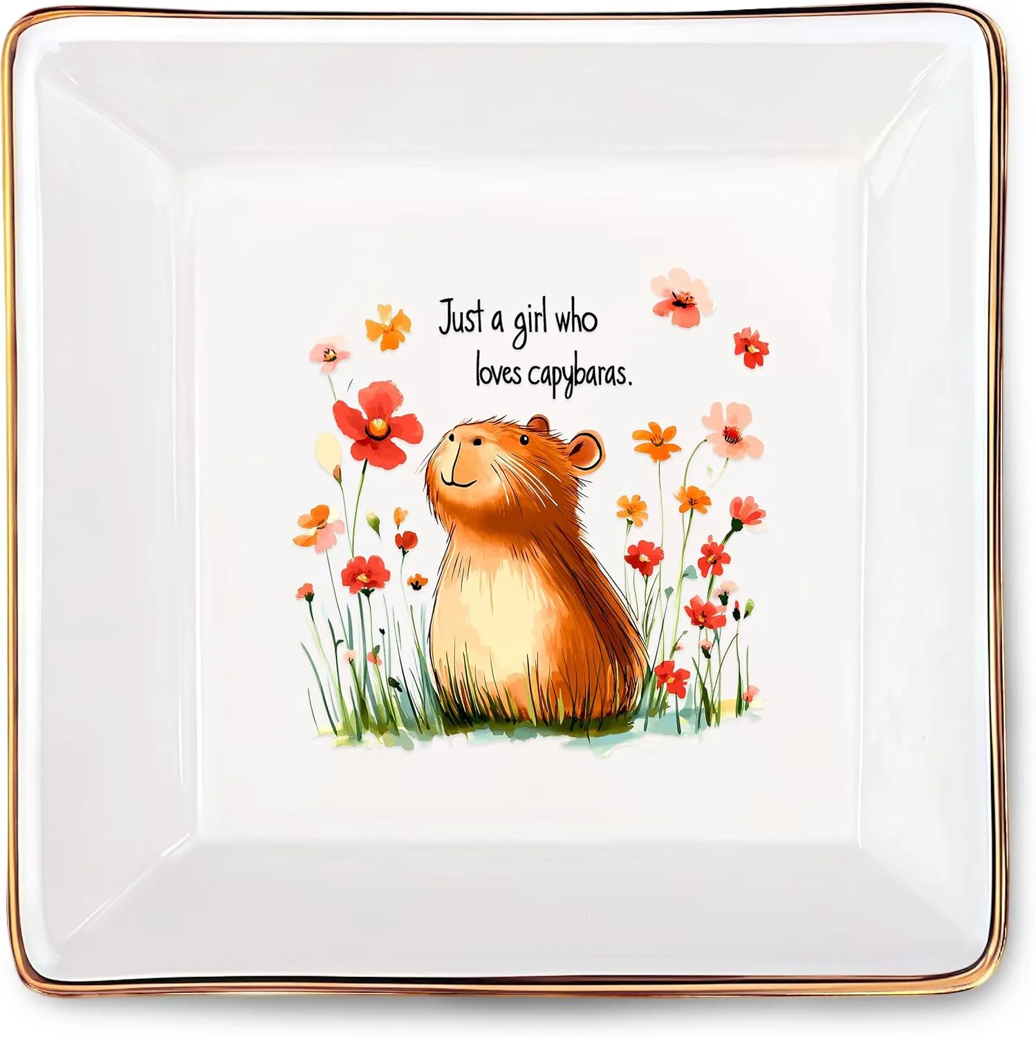 Capybara Jewelry Ring Holder Dish Tray, Gifts For Women Teens Girls Kids, Capybara Lovers Themed Stuff Things Decor Merch,Home Room Ring Earrings Necklace Organizer Holder!