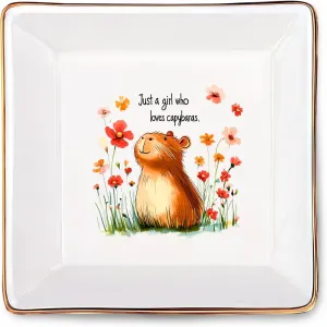 Capybara Jewelry Ring Holder Dish Tray, Gifts For Women Teens Girls Kids, Capybara Lovers Themed Stuff Things Decor Merch,Home Room Ring Earrings Necklace Organizer Holder!