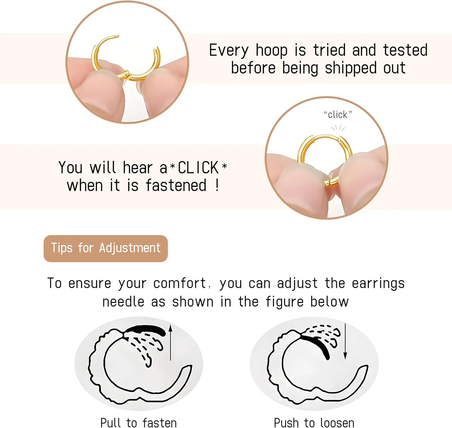 Cartilage Daith Earrings For Women Small Gold Hoop Hypoallergenic Helix Piercing Huggie Titanium 14k Surgical Steel Diamond Implant Cubic Zirconia Jewelry
