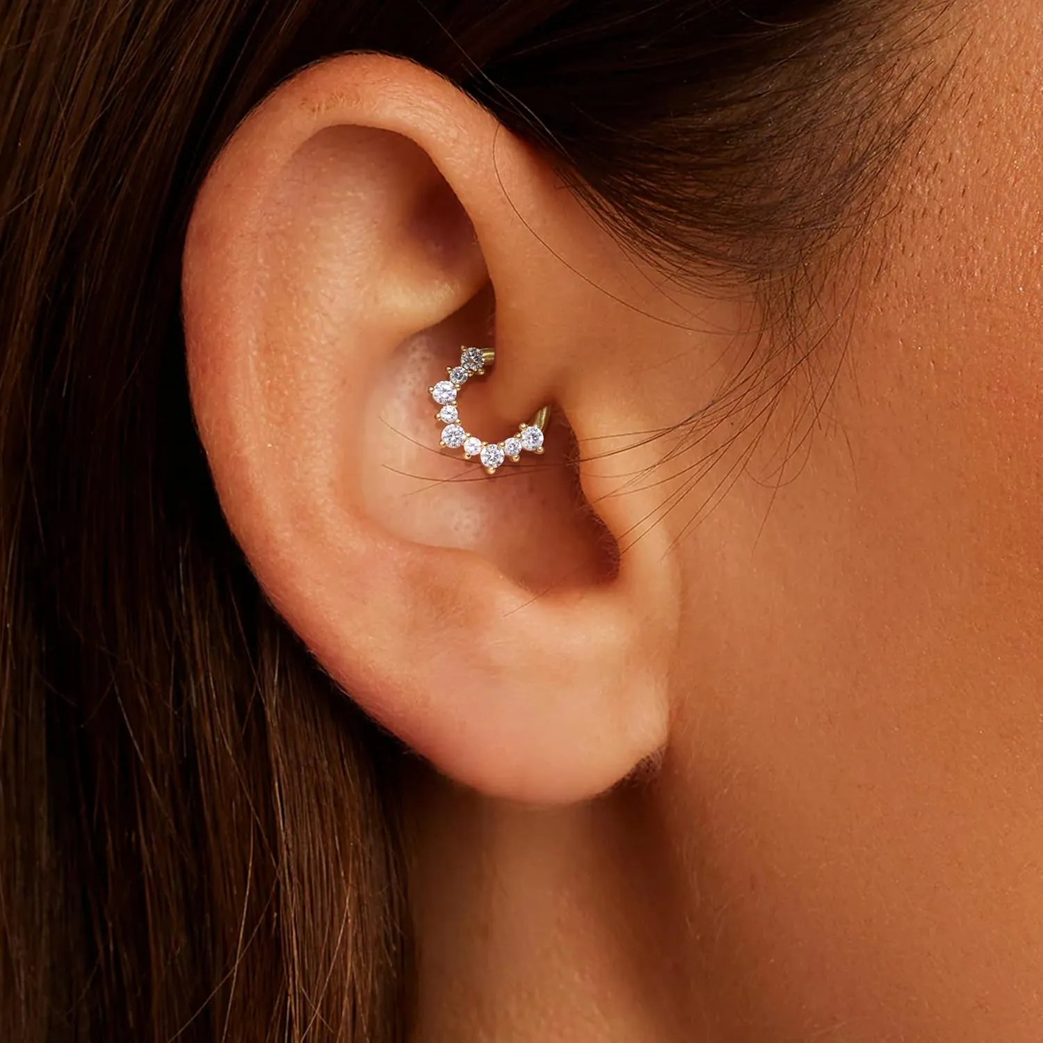 Cartilage Daith Earrings For Women Small Gold Hoop Hypoallergenic Helix Piercing Huggie Titanium 14k Surgical Steel Diamond Implant Cubic Zirconia Jewelry
