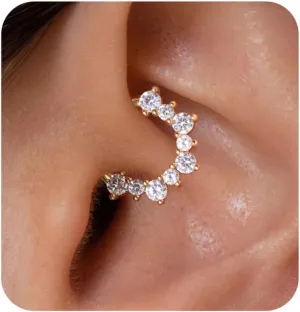Cartilage Daith Earrings For Women Small Gold Hoop Hypoallergenic Helix Piercing Huggie Titanium 14k Surgical Steel Diamond Implant Cubic Zirconia Jewelry