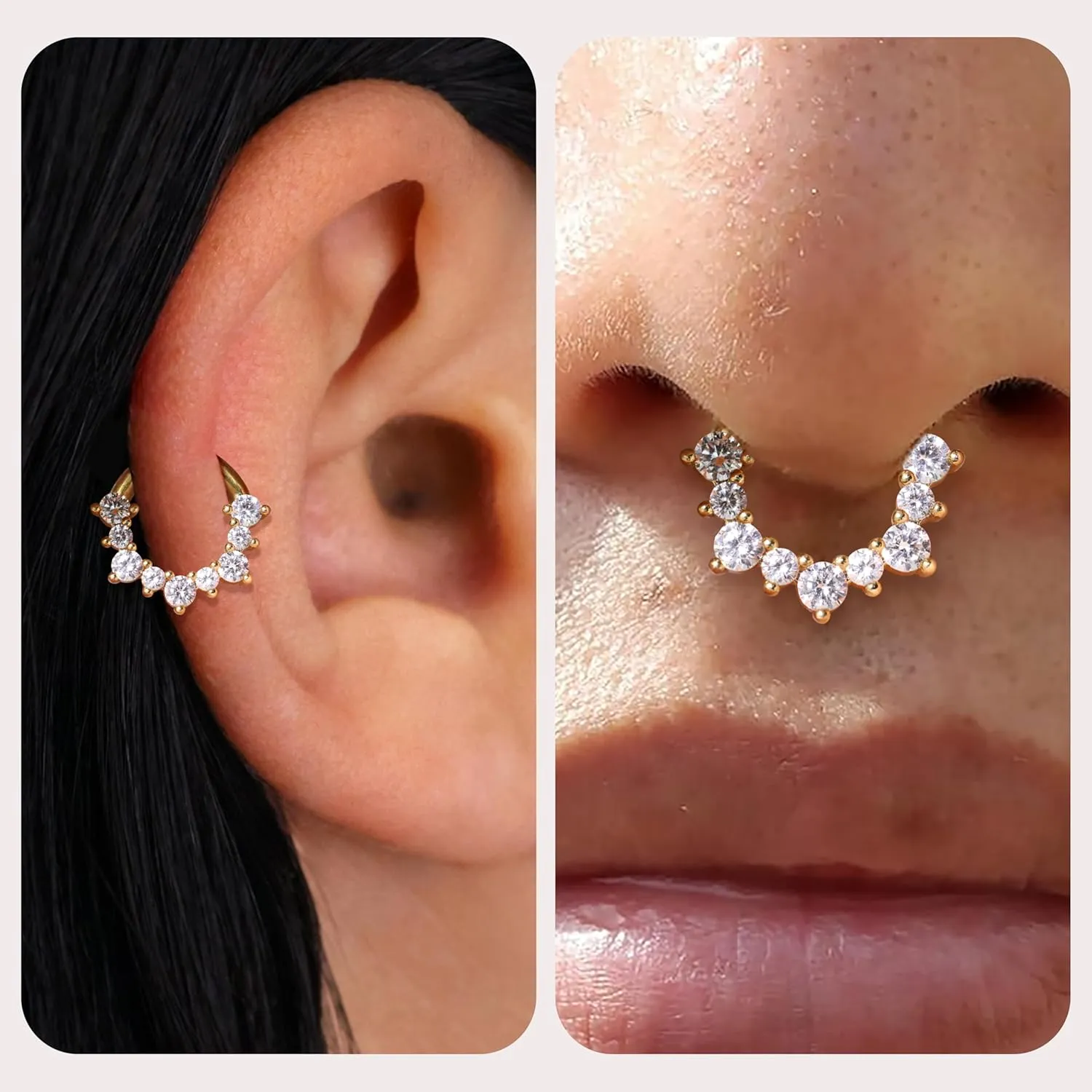Cartilage Daith Earrings For Women Small Gold Hoop Hypoallergenic Helix Piercing Huggie Titanium 14k Surgical Steel Diamond Implant Cubic Zirconia Jewelry