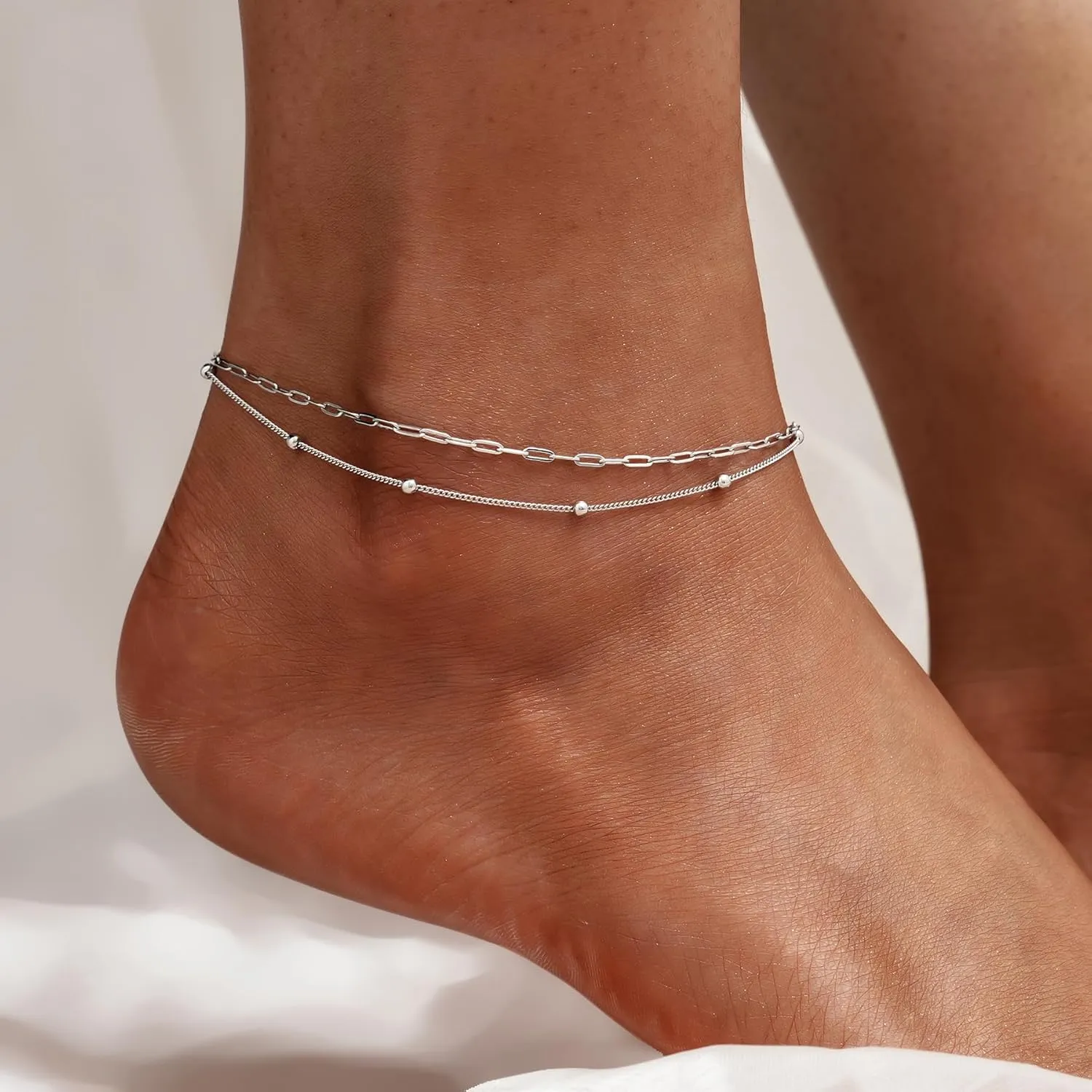 CHIC & ARTSY Anklet 925 Sterling Silver Chain Anklet Bracelet Sexy Beach Ankle Bracelet for Women Anklets Adjustable