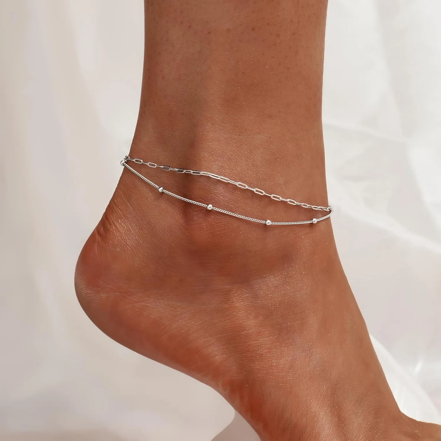 CHIC & ARTSY Anklet 925 Sterling Silver Chain Anklet Bracelet Sexy Beach Ankle Bracelet for Women Anklets Adjustable
