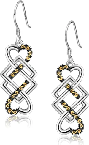 CHIC & ARTSY Celtic Earrings 925 Sterling Silver Good Luck Celtic Knot Drop Dangle Earrings Irish Fine Jewelry For Women