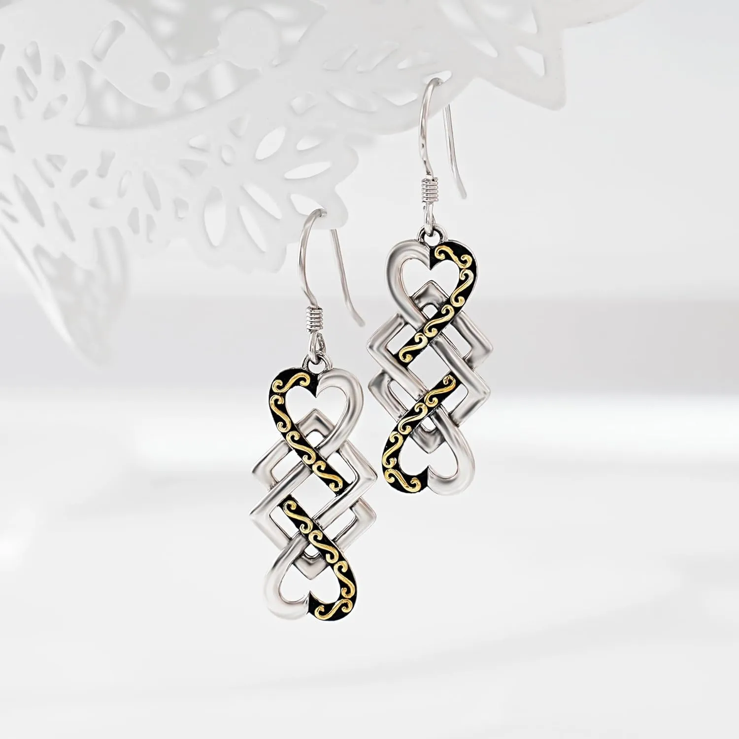 CHIC & ARTSY Celtic Earrings 925 Sterling Silver Good Luck Celtic Knot Drop Dangle Earrings Irish Fine Jewelry For Women