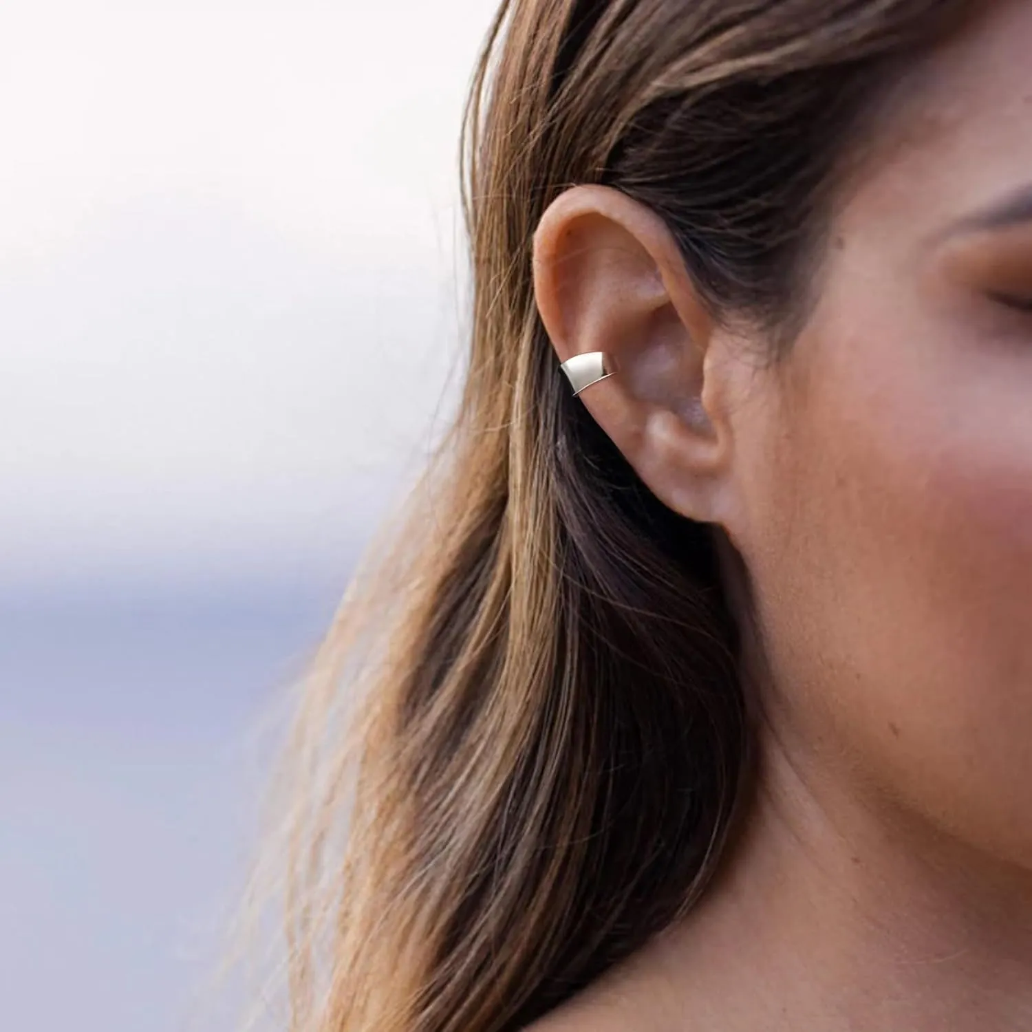 CHIC & ARTSY Sterling Silver Ear Cuff Earrings - Hypoallergenic, Simple Line, Adjustable No Piercing Clip Ons for Women