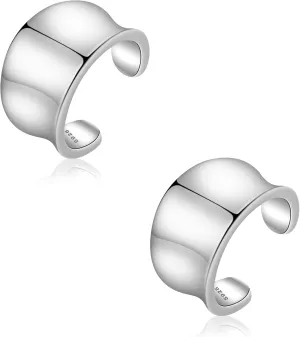 CHIC & ARTSY Sterling Silver Ear Cuff Earrings - Hypoallergenic, Simple Line, Adjustable No Piercing Clip Ons for Women