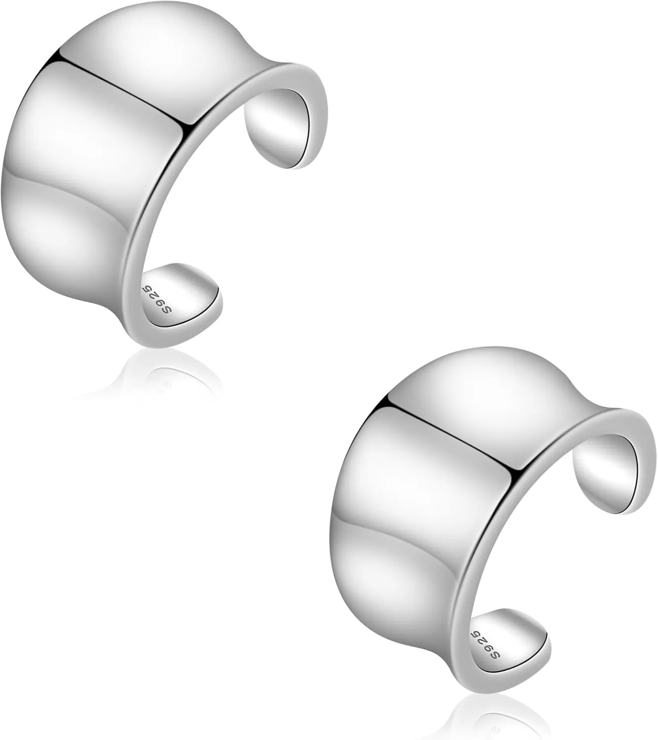 CHIC & ARTSY Sterling Silver Ear Cuff Earrings - Hypoallergenic, Simple Line, Adjustable No Piercing Clip Ons for Women
