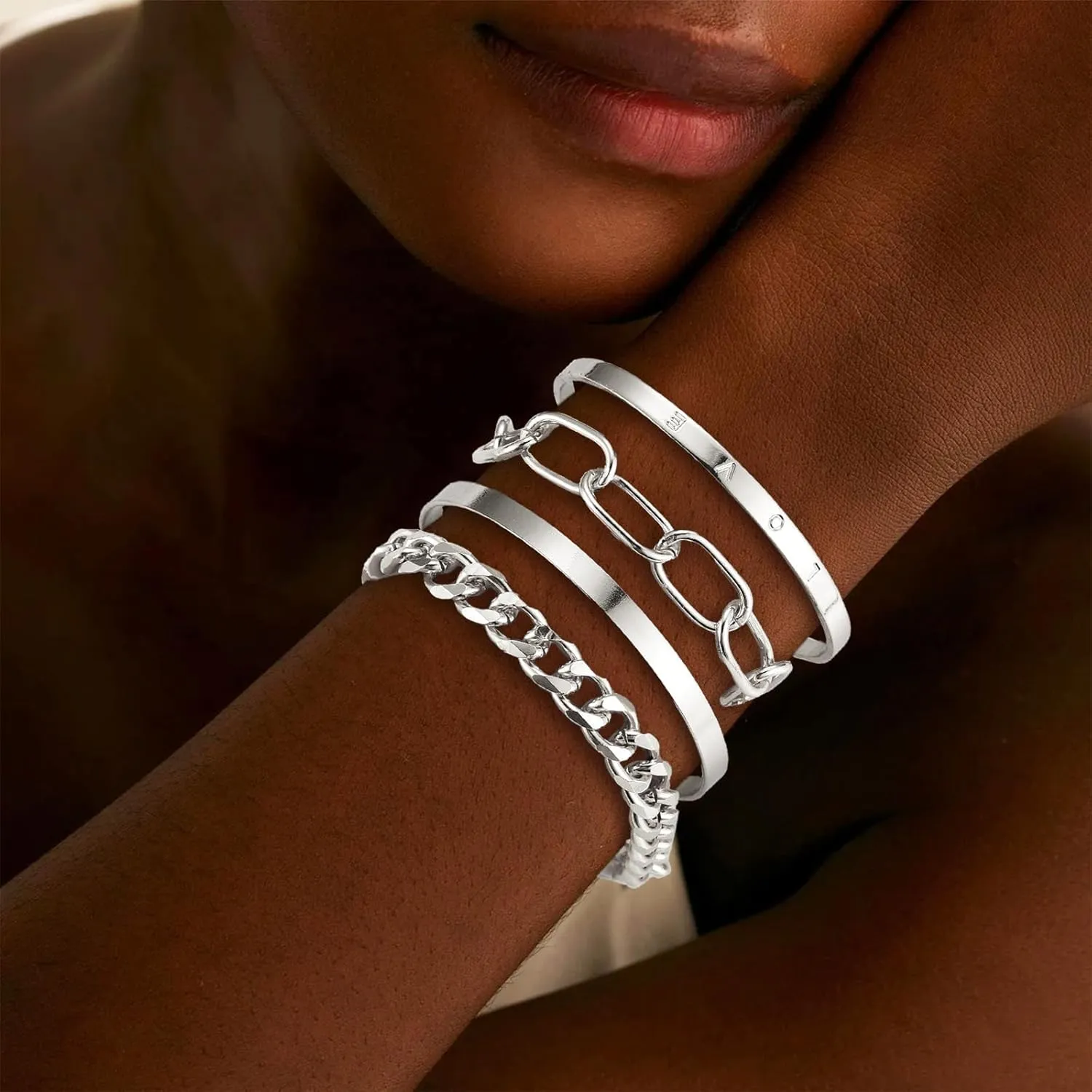 choice of all Chunky Gold Bracelet Stack Cuff Bangles for Women Trendy Non Tarnish Dainty Silver Chain Bracelet Layered Snake Chain Cuban Link Bracelet Pack for Women 2025